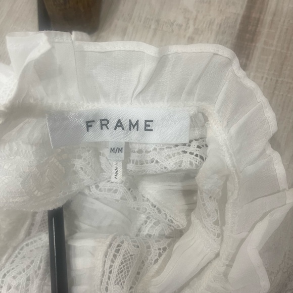 FRAME
Lace-Inset Short-Sleeve Blouse-M - Picture 7 of 9